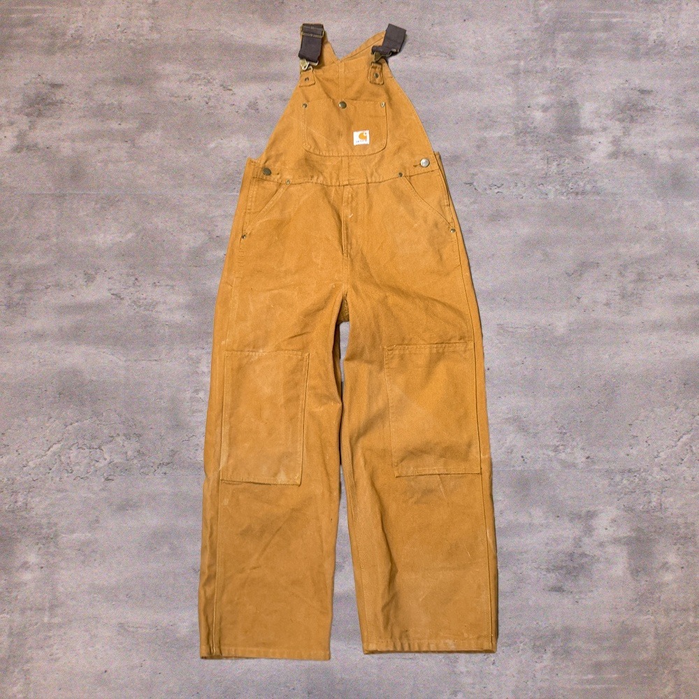 Vintage VTG Y2K 2000's 00's Carhartt Tan Kaki Canvas Overall's